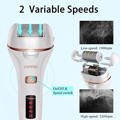 Miniatura 4 de Removedor de callos eléctrico para pies, limpiador de pies de largo tiempo de servicio, limas de pie electrónicas recargables, herramientas