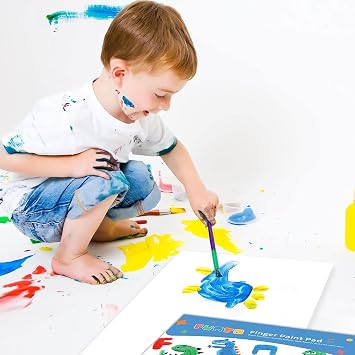 Funto Finger Paint Pad for Kids, 60 Sheets Total, 12x16, 2-Pack, Toddler Painting Supplies, Art Paper for Finger Painting, Drawing Supplies