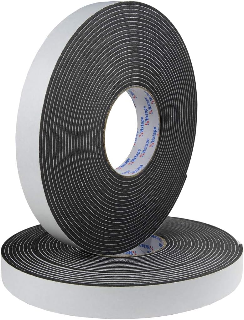 Seal Foam Tape,1/8" Thick-1"-33ft 2Rolls, Weather Stripping for Door and Window,High Density Single Sided Closed Cell Door Insulation Weather Strip, Black