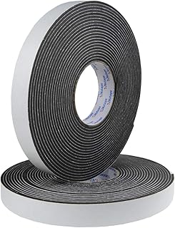 Seal Foam Tape,1/8" Thick-1"-33ft 2Rolls, Weather Stripping for Door and Window,High Density Single Sided Closed Cell Door Insulation Weather Strip, Black