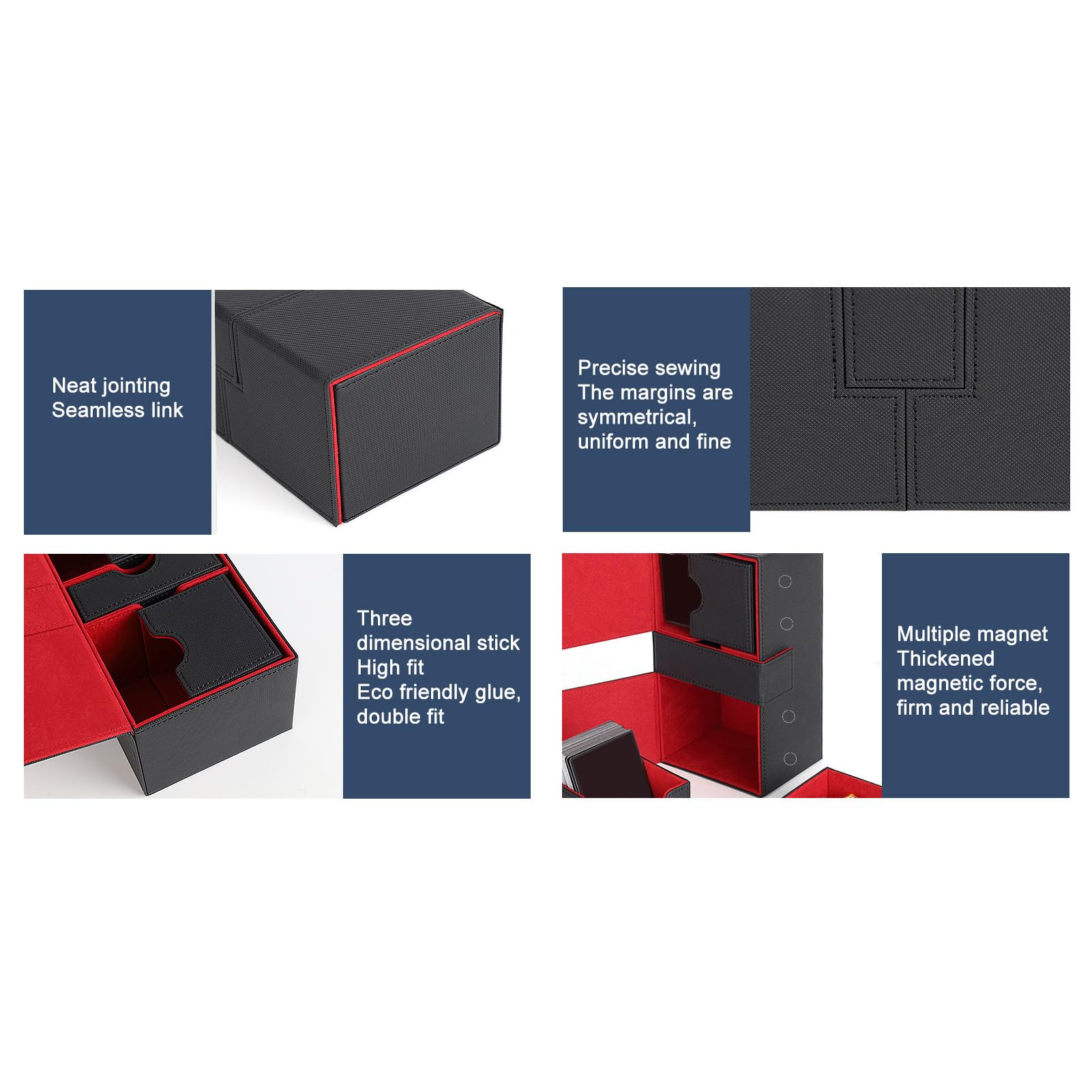 Luocute Scatola Porta Carte, Contenitore per Mazzi con 3 Cassetti, per | Contiene Oltre 200 Carte Standard, 205×115×90 Mm, Chiusura Magnetica in PU