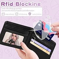 Vista 27 de Cartera de cuero de dibujos animados para mujer, c-mármol azul, Lindo