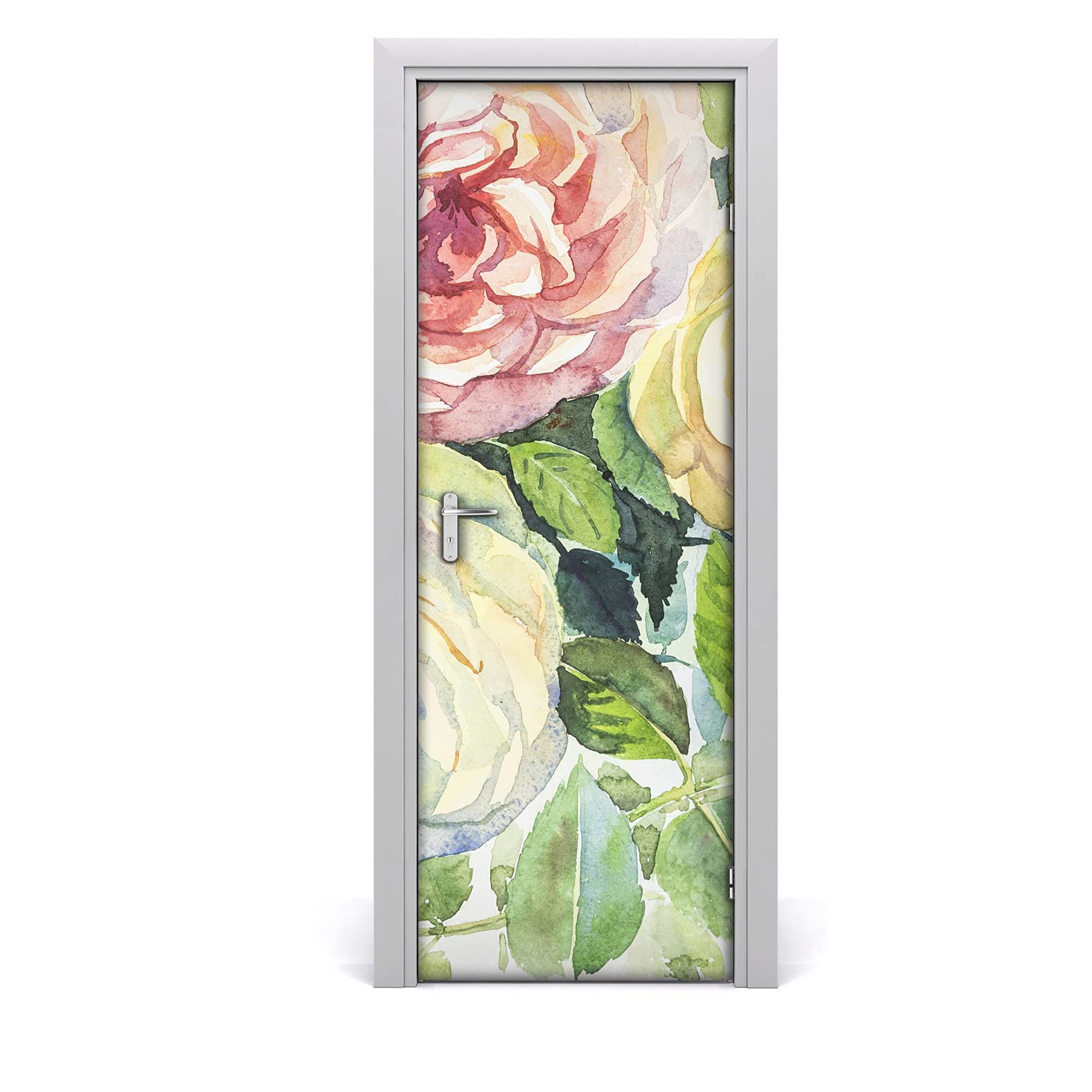 Revêtement de porte autocollant Coloray poster mural adhésif fleurs roses 70x200cm