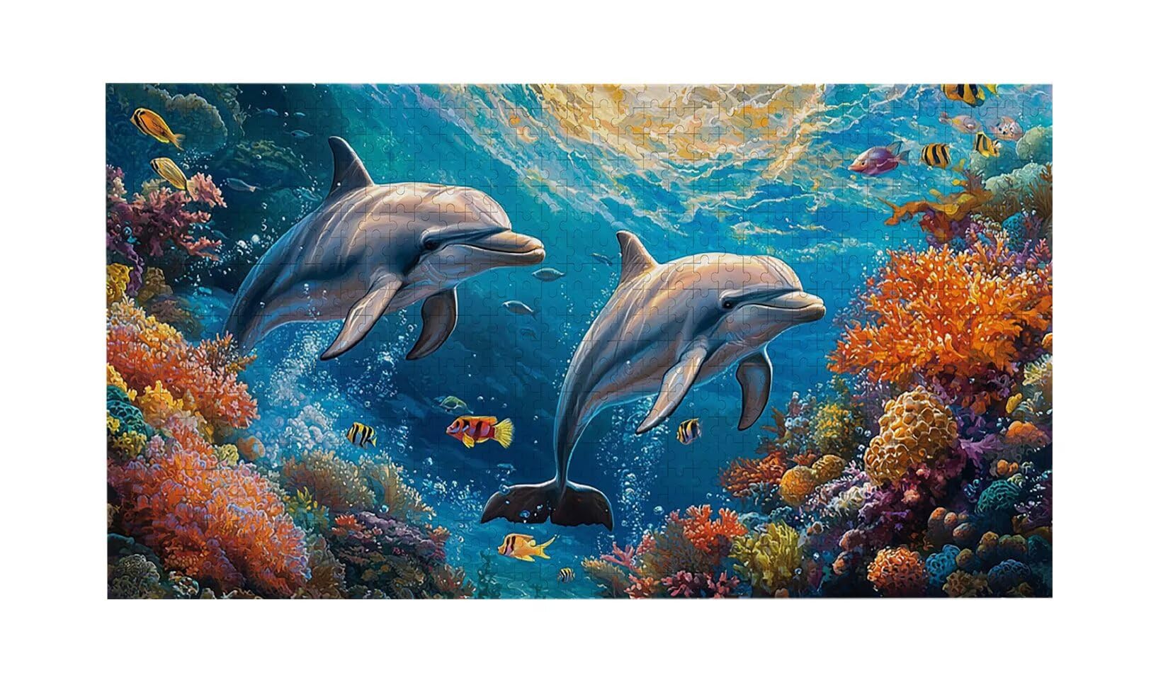 Puzzle dla dorosłych 1692 sztuk, delfiny morskie puzzle, trudne, wyzwanie, puzzle idealnie pasują, napis na plecach, bez pudru, prezent dla seniorów (179x31cm) v329