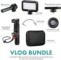Vista 3 de Movo Vlog Kit V7 - Kit de inicio de YouTube con empuñadura, micrófono estéreo, kit de vlogging remoto ligero e inalámbrico para iPhone para YouTube