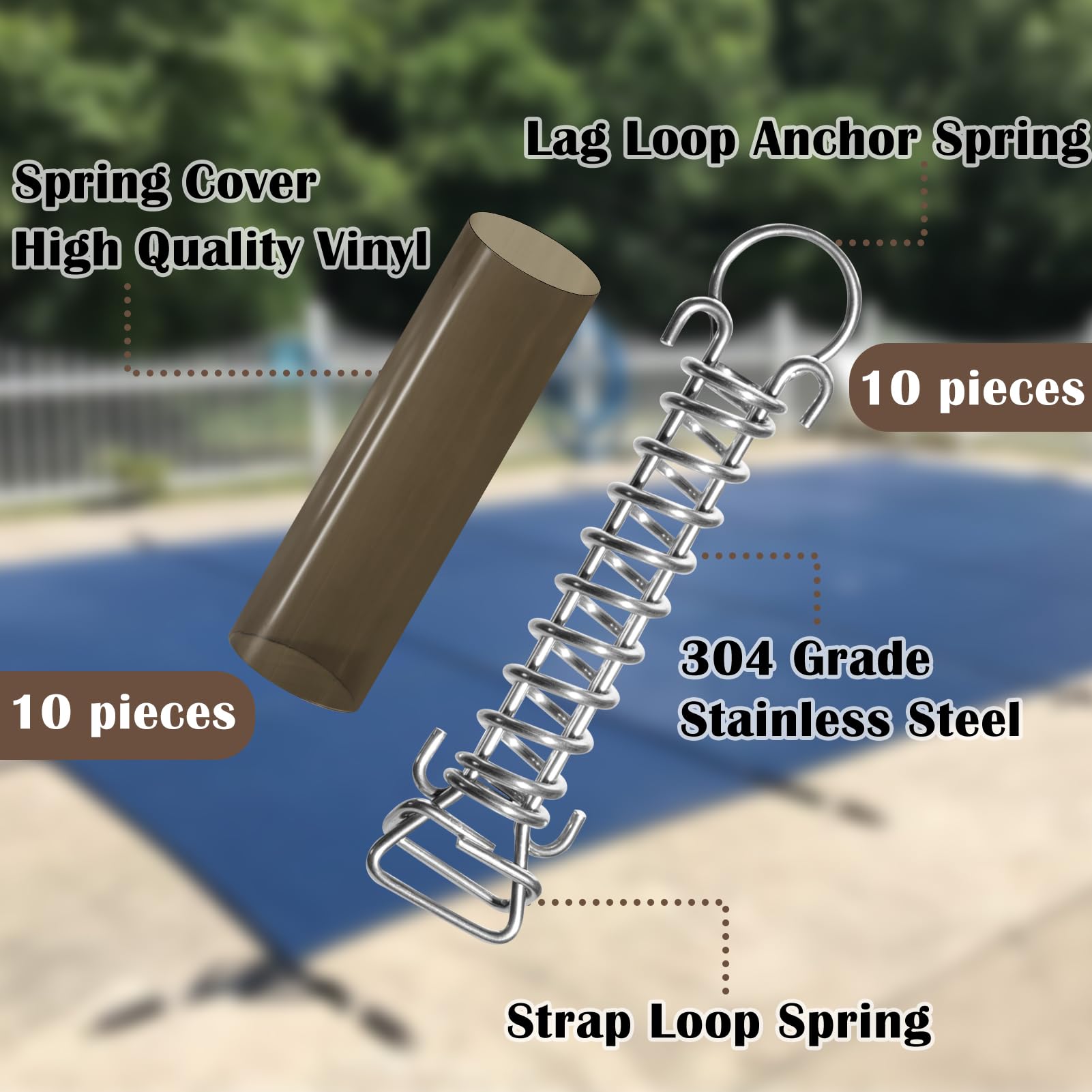 Snapklik.com : 10 Pack Stainless Steel Springs For Pool Cover Swimming ...