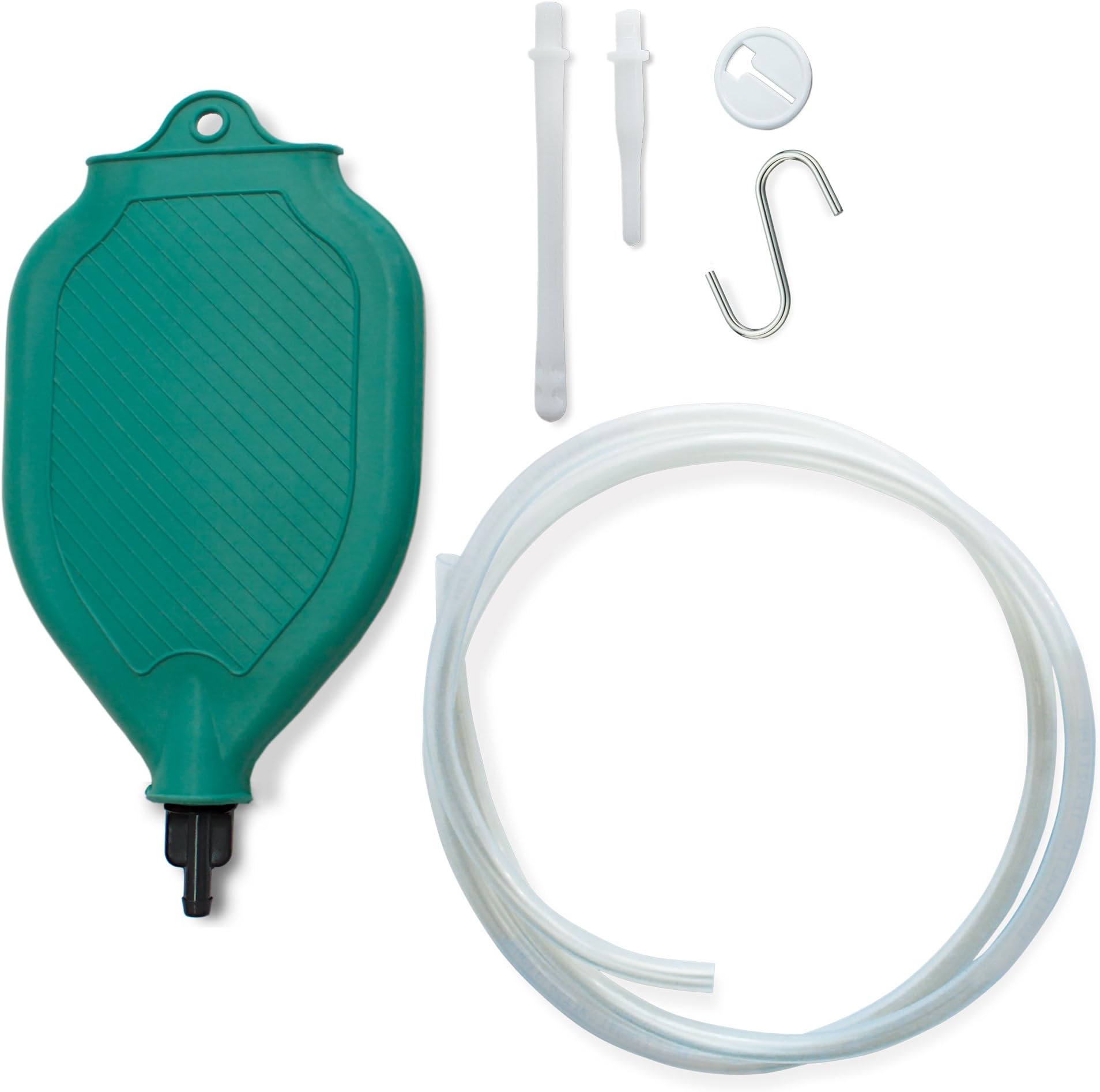 Classic Open Top Enema Bag Kit, Premium Natural Medical Grade Rubber Bag - 2L Green