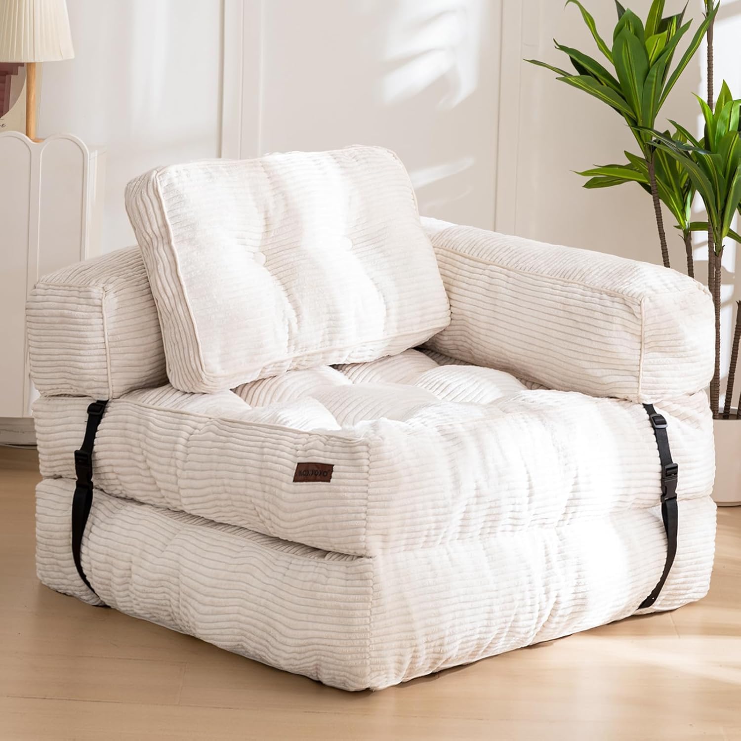 MAXYOYO Canapé-lit Pliable en Velours côtelé Convertible avec Coussin - 160 x 80 cm - Canapé lit Confortable pour Chambre à Coucher, Salon