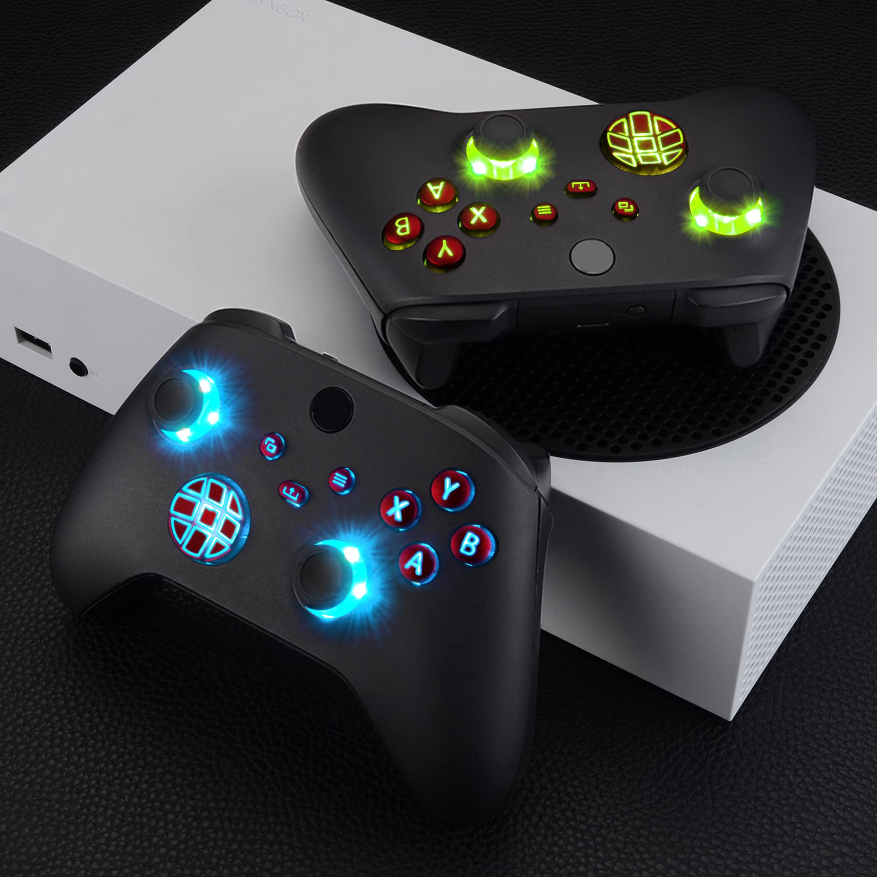 eXtremeRate Multicolori Tasti Luminosi Ricambio per Xbox Series X S Controller Dpad Analogici Pulsanti DTF LED Kit per Xbox Series X S Joystick Model 1914(Senza Controller)-Rosso Scarlatto