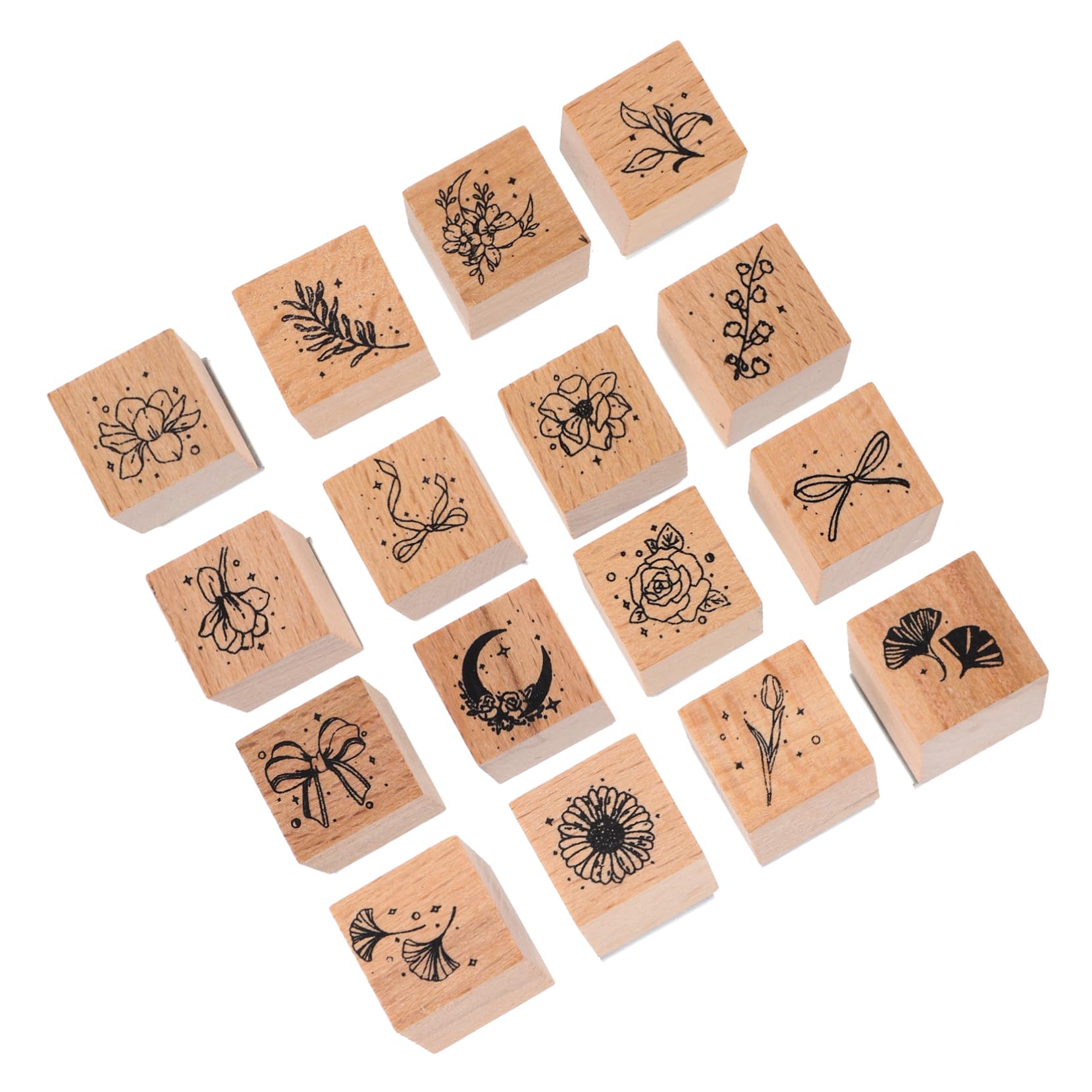 DOITOOL 4 Sätze Kinderstempel Pads Angepasst Namensstempel Für Sammelalbum Block Stempel Für Tagebuch Diy Tagebuch Stempel Zarter Scrapbook-stempel Hölzern Schokolade 16 Stück * 4