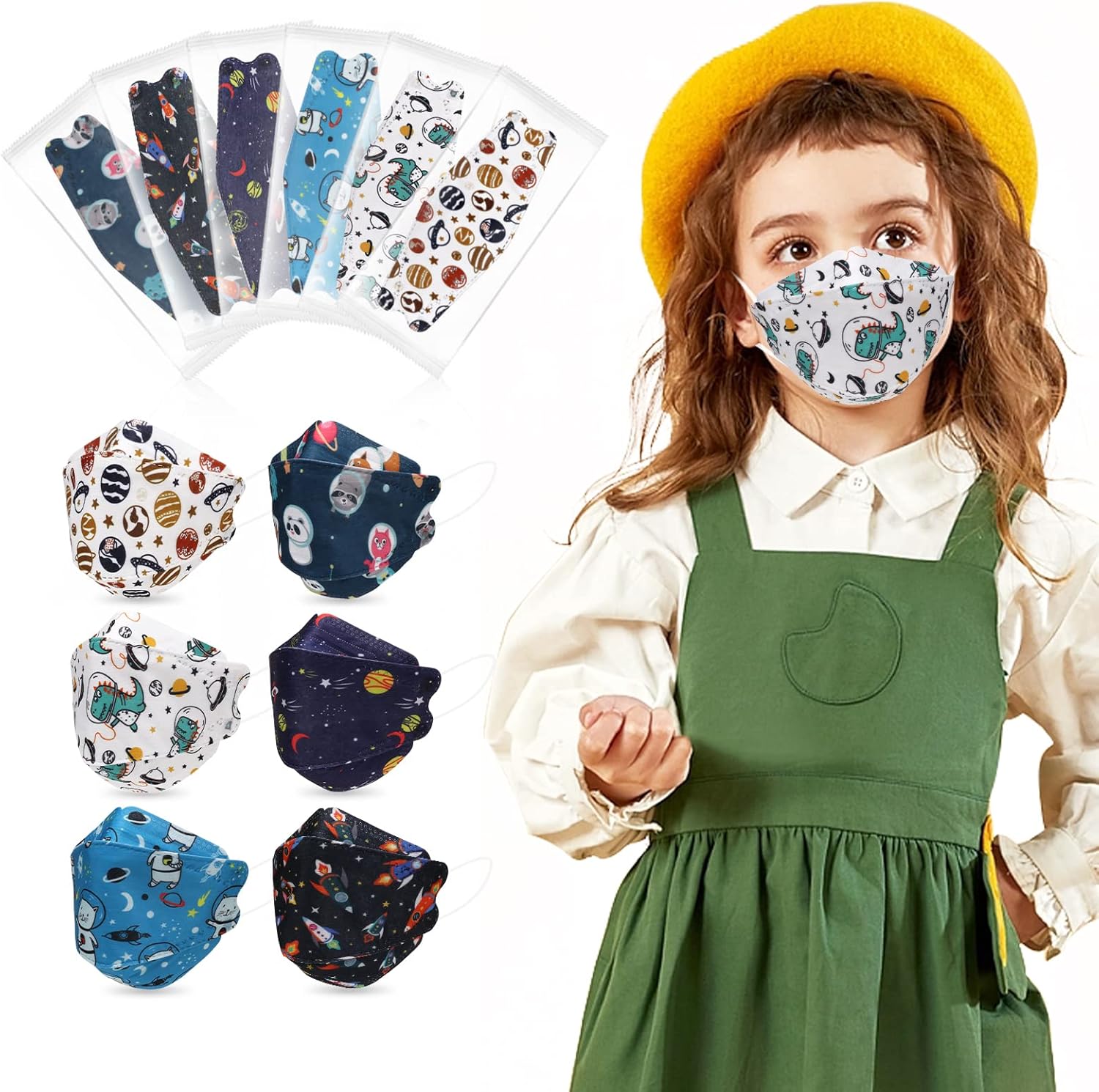 SOOQOO KF94 Mask,60 Pack Disposable Printed Face Mask