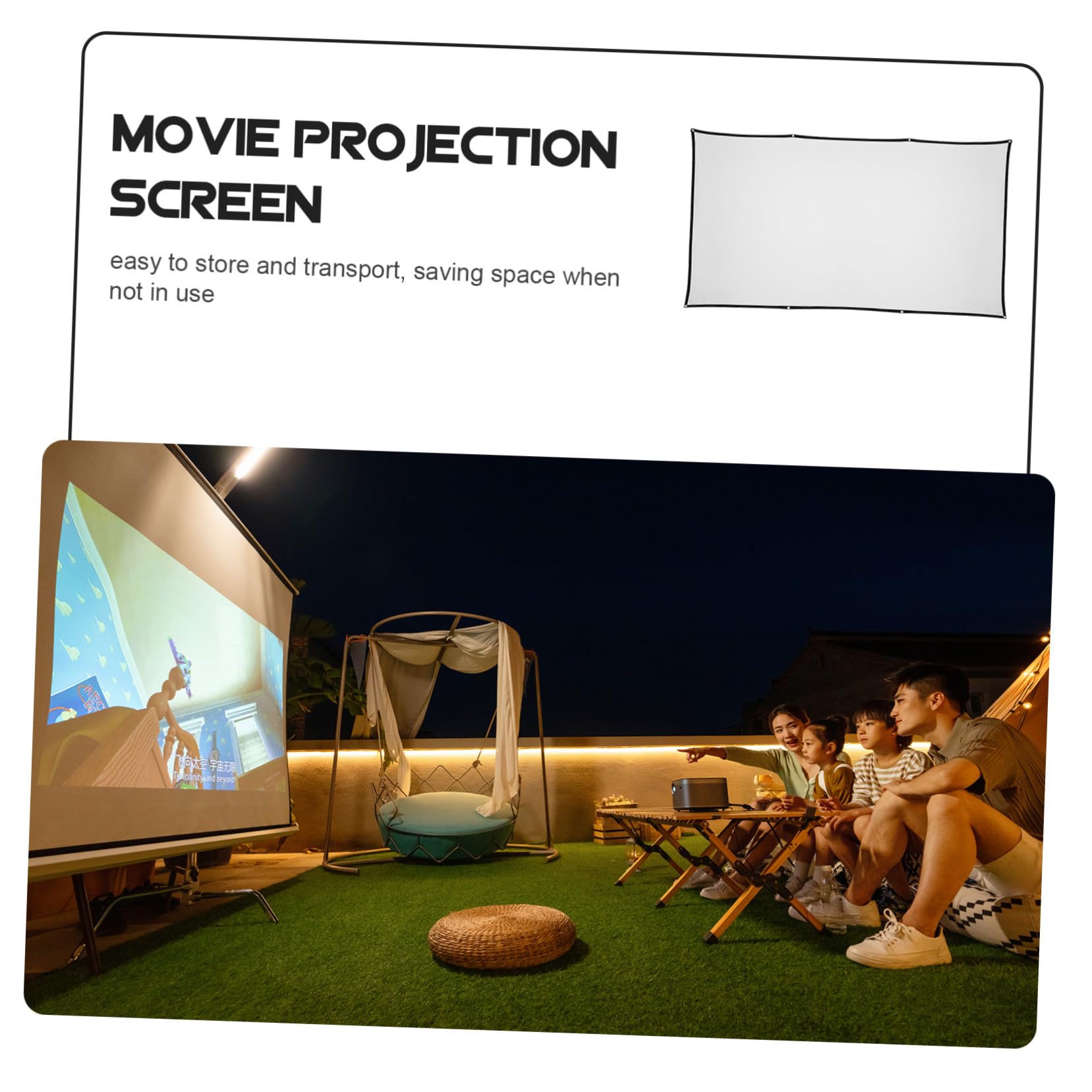 TEHAUX Schermo per Proiettore Pieghevole Bianco Adatto per Uso Interno ed Esterno Schermo di Proiezione per Cinema da Campeggio per Home Theater