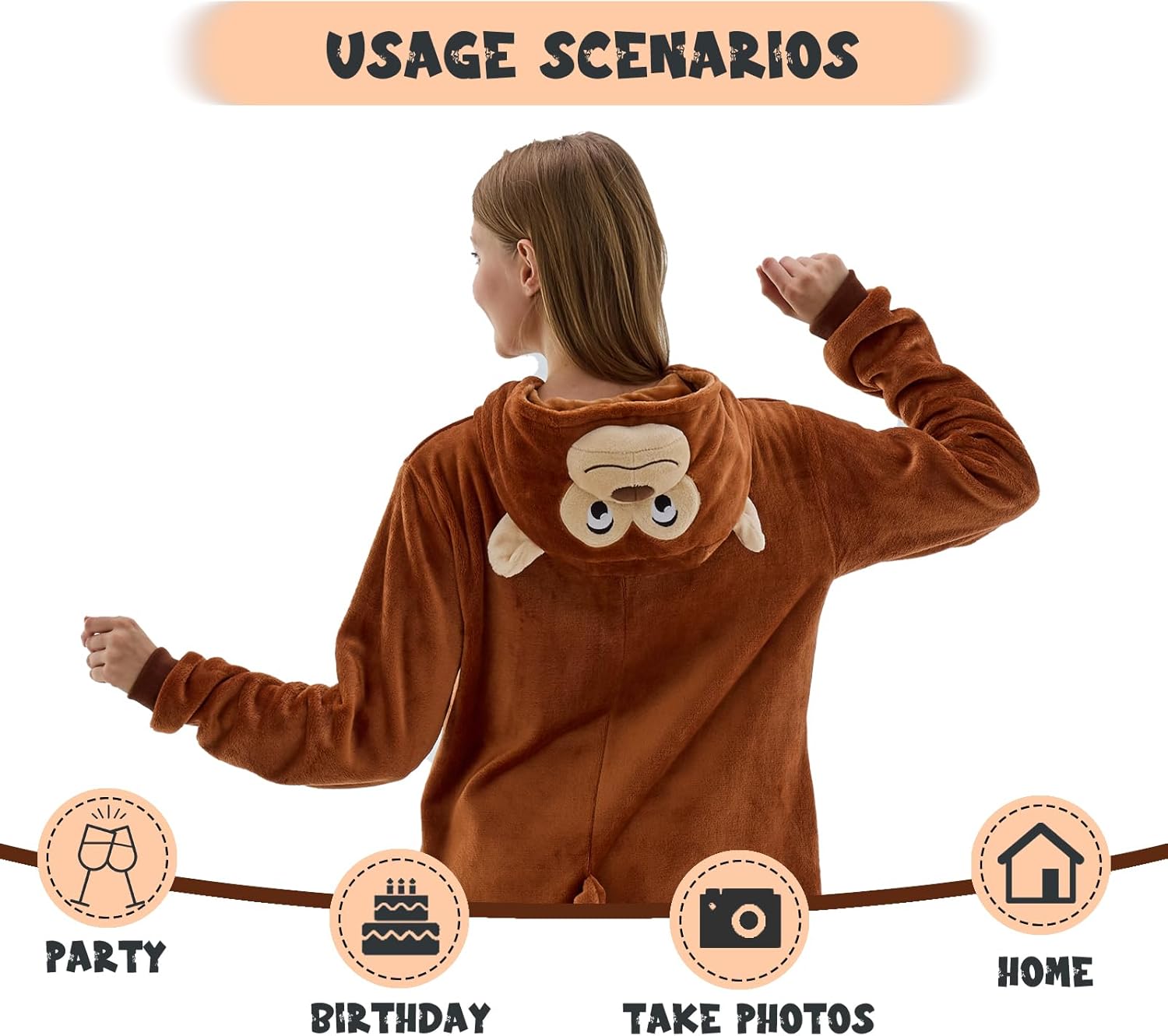 Adult Onesie Costume Animal One-Piece Pajamas Sleepwear with Hood for Lounge Halloween Cosplay - Image 3