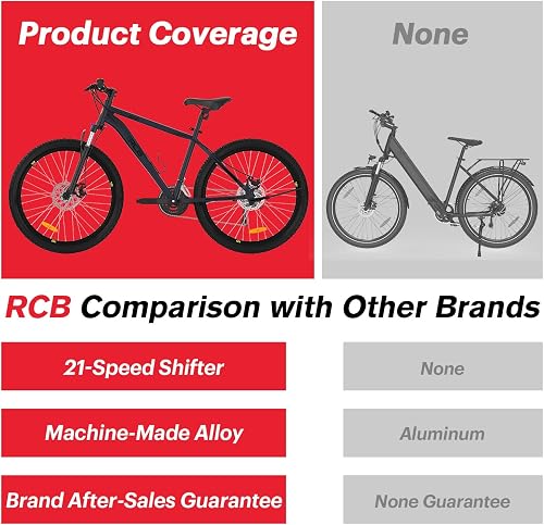 RCB GK2 26 Inch Hardtail Mountain Bike, 21-Speed MTB Bicycle with Aluminium Frame, Front Suspension, Mechanical Disc Brakes and Water Bottle Holder, for Teens and Adults - 5