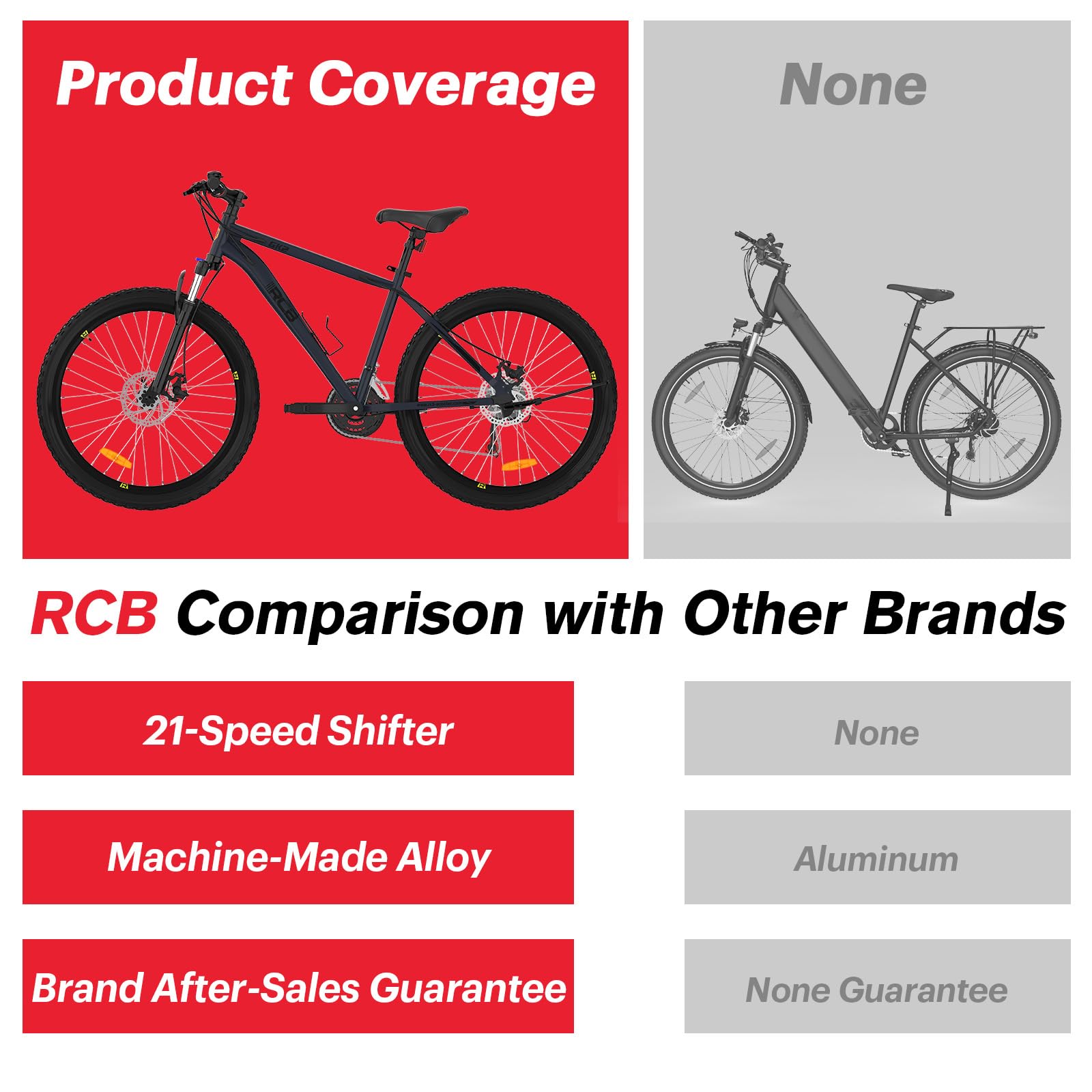RCB GK2 26"-Mountainbike, 21-Gang-Kettenschaltung, Aluminiumrahmen, Federgabel, mechanische Scheibenbremsen, Getränkehalter, ideal für Freizeit und Fitness, geeignet für Jugendliche und Erwachsene