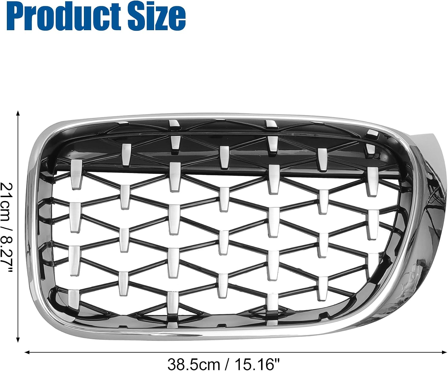 X AUTOHAUX No.51117338571/51117338572 Front Hood Bumper Grille Grill for BMW X3 F25 2014-2017 Front Bumper Kidney Grille Grill Diamond Star 1 Pair Silver Tone