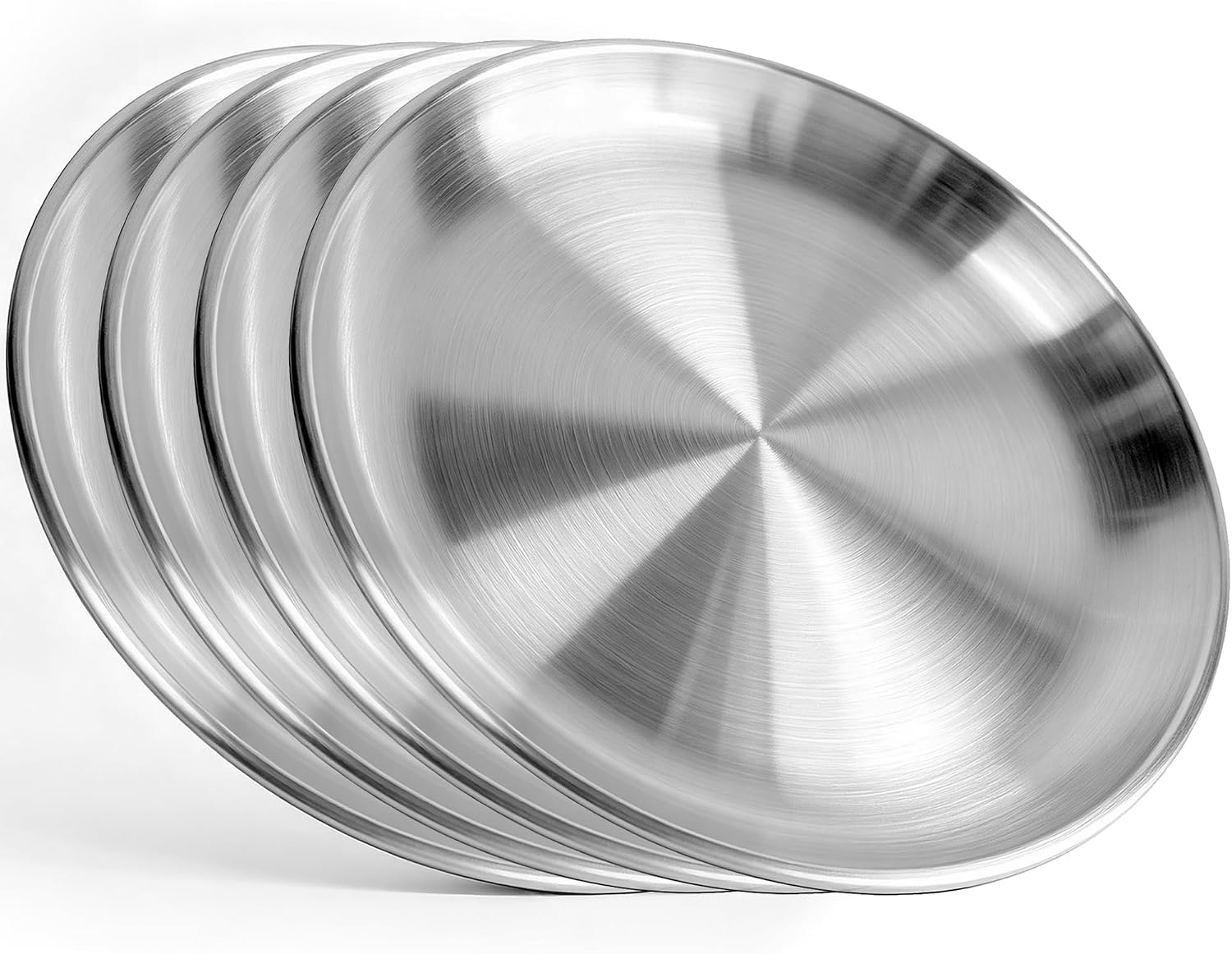 AWTBDP Stainless Steel Plates, 4PCS 9 Inch Metal Plate for Serving Dishes