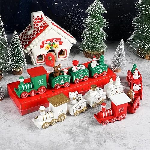 Navidad Tren de madera linda ventana jardín mesa madera decoración Navidad regalo