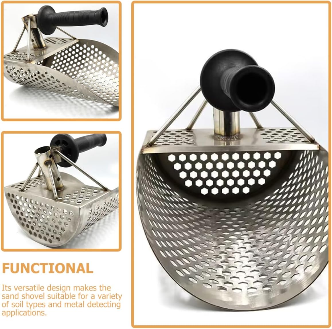 Stainless Steel Sand Scoop for Metal Detecting Sifter Shovel for Treasure Hunting and Beach Digging Versatile Tool Wide Scoop for Efficient Sifting