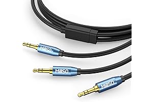 SapphireBlue&Gold-plated 8-Feet Millso Aux Audio Splitter Cable