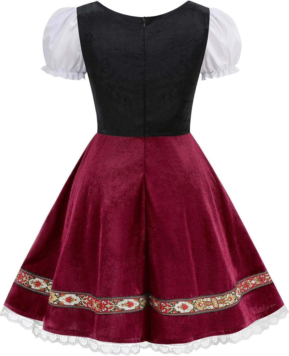 GRAJTCIN Womens Oktoberfest Costume, Halloween German Bavarian Costume Velvet Dirndl Dress - Image 4