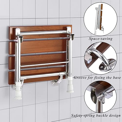 Miniatura 5 de Asiento de ducha plegable montado en la pared con patas, asiento de ducha, taburete para ducha interior, asiento de ducha plegable para personas