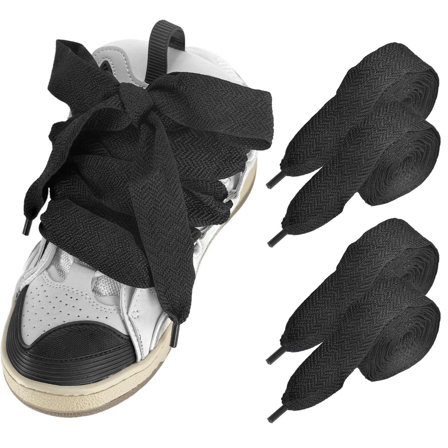 2 Pairs Thick Shoe Laces for Lanvin Sneakers, 3/32'(3cm) Jumbo Chunky Fat Shoelaces Strings Replacement Laces