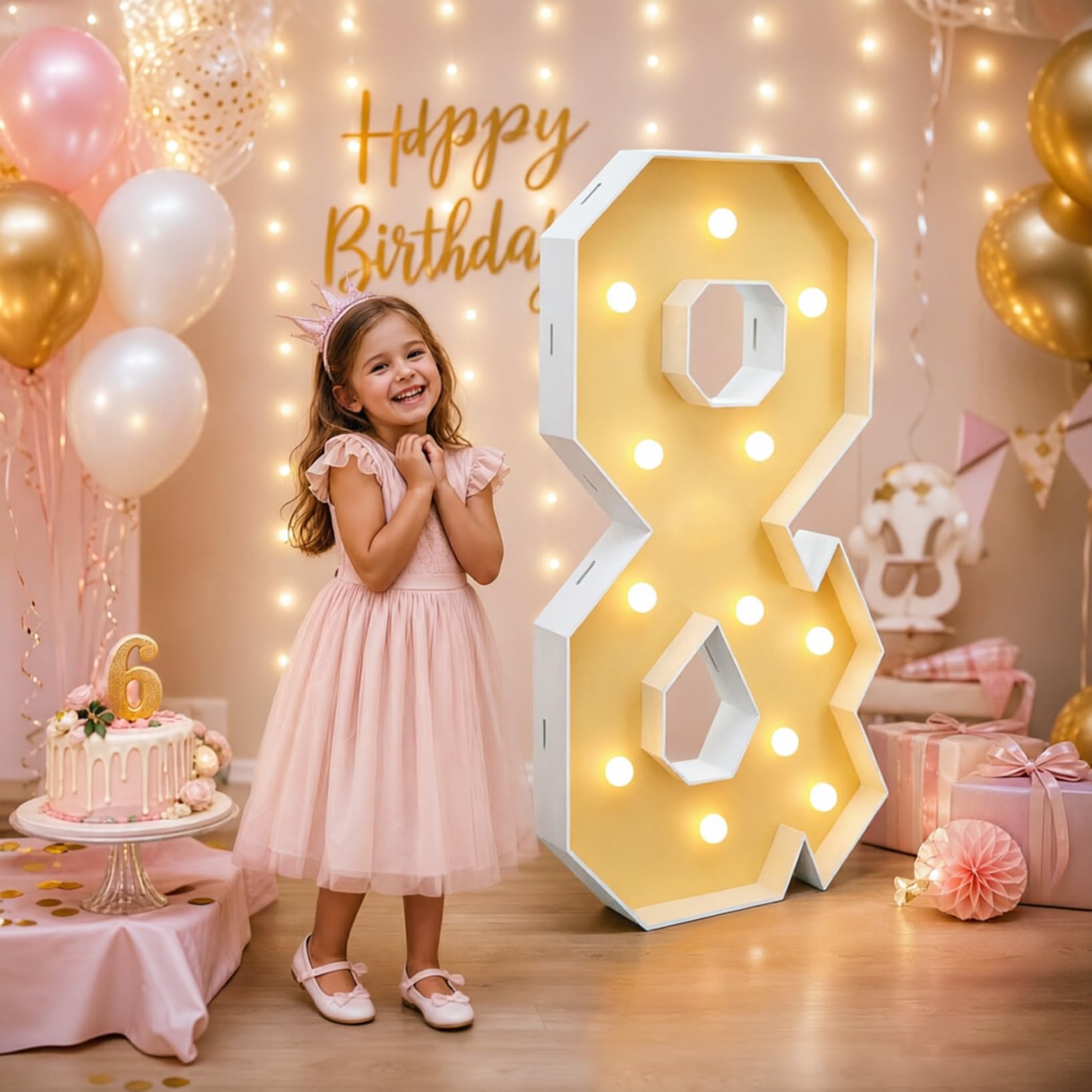 Symbol & LED Light Up Letters Marquee Party Decor, 70cm-2.3ft Large Foam Board Mosaic Frame Light Sign for Birthday Backdrop Wedding Anniversary