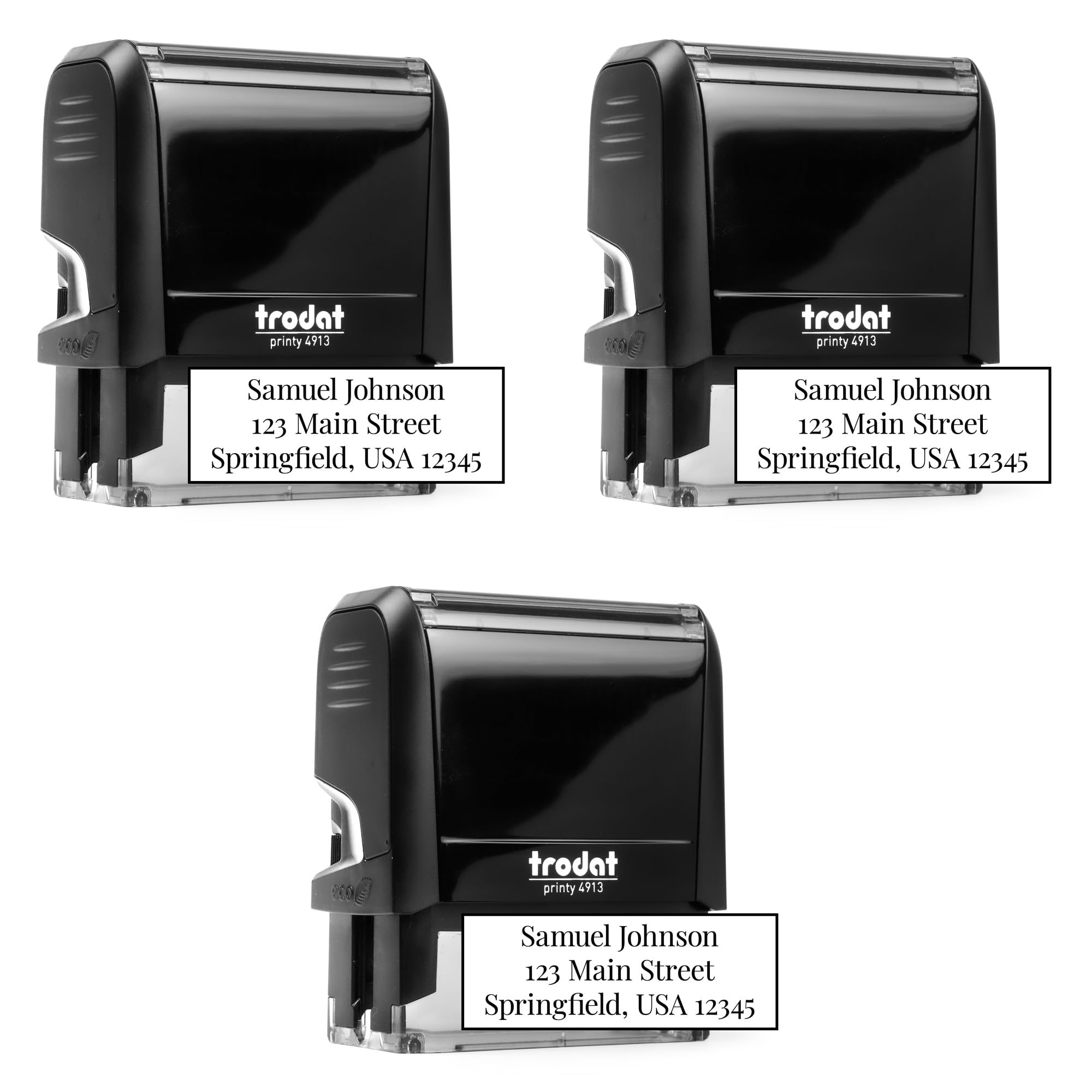 Custom Address Stamp - 20 Font Options - 3 Line Self-Inking Address Stamp - Up to 3 Lines of Customized Text | Multiple Ink Color Options (3, Large)