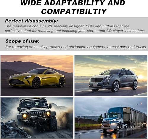 Miniatura 6 de Kit de herramientas de extracción de radio de 20 piezas, reproductor de CD estéreo profesional, kit de herramientas de extracción de radio, juego de