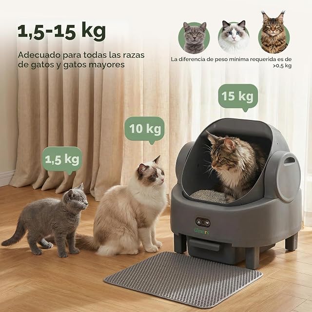 Foto 6 de 8 de Gimars Caja de Arena autolimpiable con diseño de Parte Superior Abierta