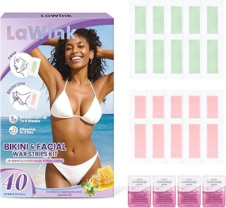 40 Pcs Facial Wax Strips for Hair Removal, Bikini Wax Strips Kit with 4 Calming Oil Wipes, Body hair removal Waxing Kit for Women's Face, Bikini, Chest, Body, Arms, Legs, Back, & Brazilian