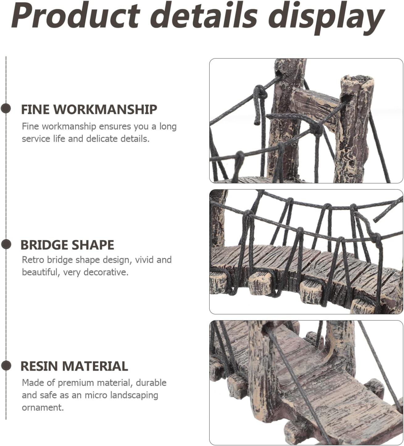 LIOOBO 2pcs Miniature Resin Bridge Decor for Fairy Garden and Micro Landscape Small Bridge Model for Home Office and Garden Decoration Straight Arch Shape