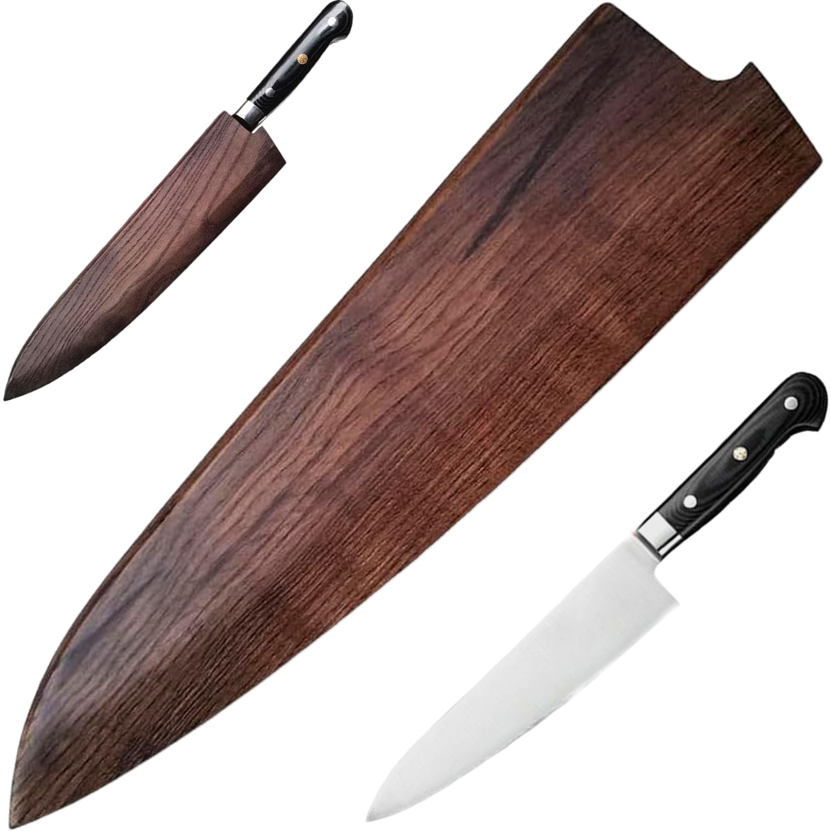 KYEQATY Chef Knife Sheath for 8in/9in Knife Textured Wooden Knife Guard Natural Decorative Portable Replacement Knife Protector Sleeve for Chef Gifts