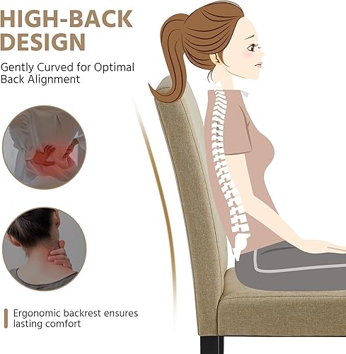 Miniatura 86 de Yaheetech Parson - Juego de 4 sillas de comedor tapizadas de tela con asiento acolchado y patas de madera maciza para comedor/restaurante, diseño