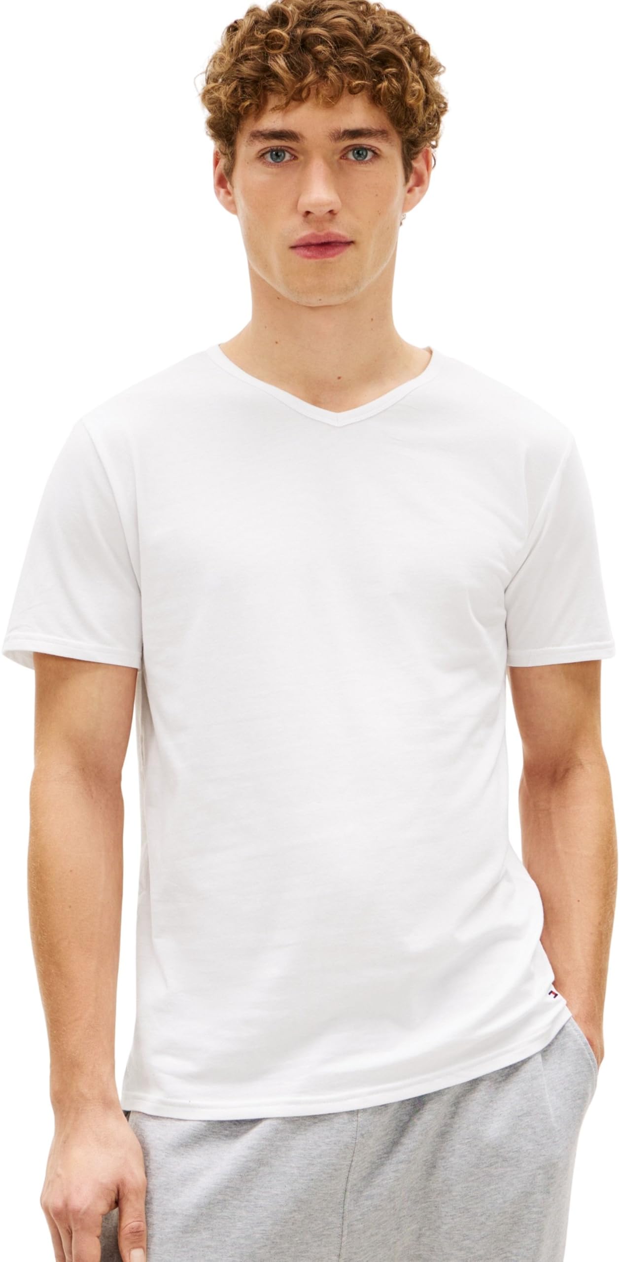 Tommy Hilfiger Uomo T-Shirt Maniche Corte Confezione da 3 Stretch Scollo a V