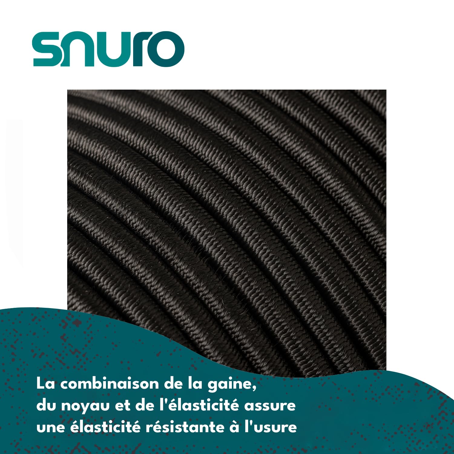 Corde élastique Ronde (4mm, 100M, Noir) - Qualité Professionnelle - Résistante aux intempéries et réutilisable - Charge de Rupture 80kg