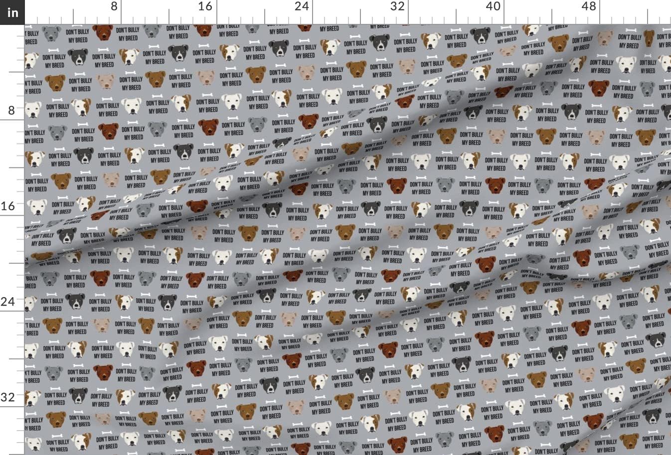 Spoonflower Fabric - Terrier Bully Dog Breed Gray Pitbull Dogs Pet Portrait Printed on Minky Fabric by The Yard - Sewing Baby Blankets Quilt Backing Plush