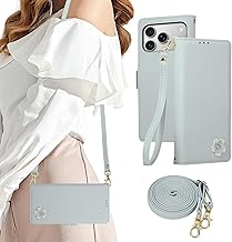 Rosbtib iPhone 17 Pro Case Notebook Type Shoulder Sakura Smartphone Case iPhone 17 Pro Case Notebook Type Stylish Wallet Card Storage Mobile Case iPhone 17 Pro Case Cover with Strap Stand Function