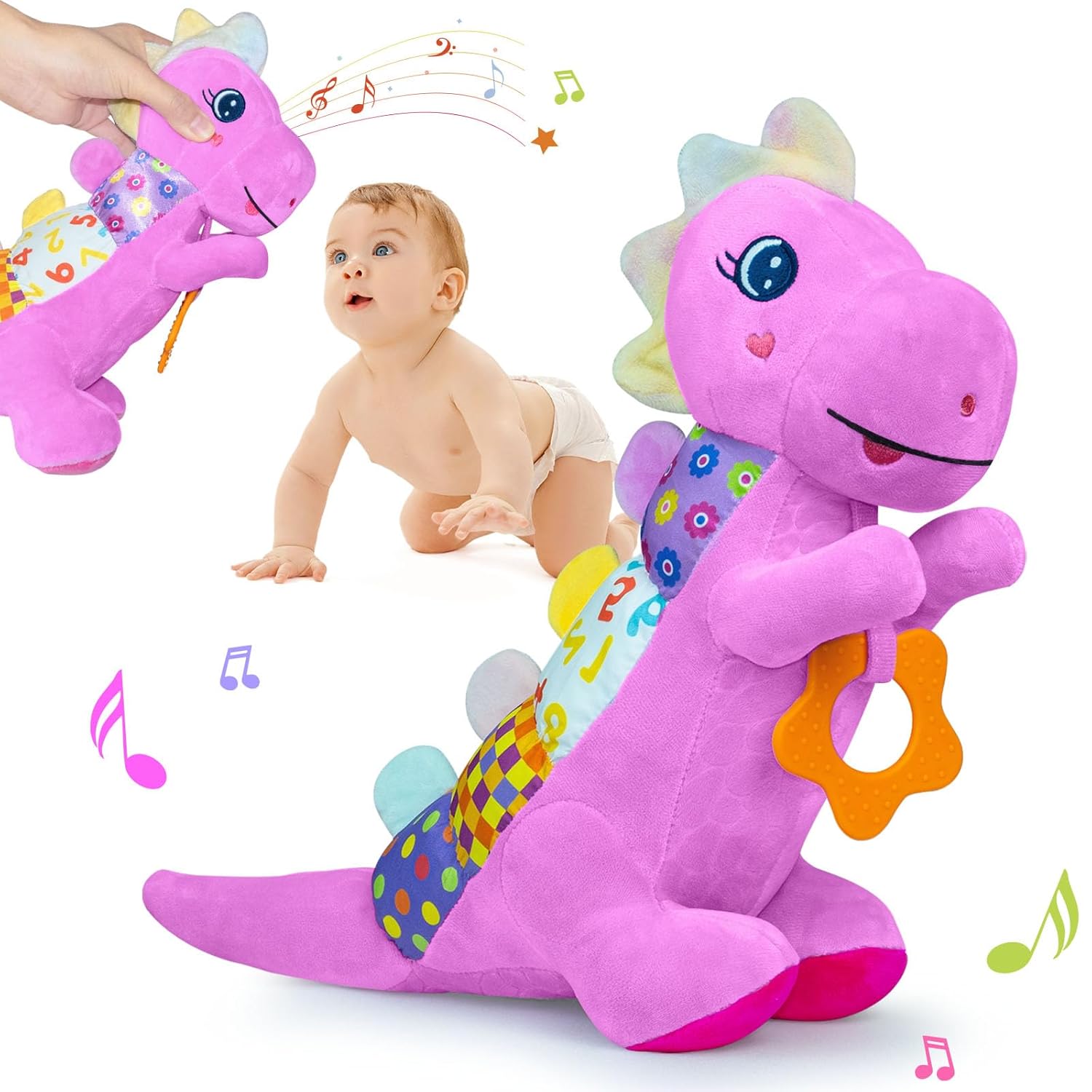 Baby Girl & boy Gift Set for 0-3-6-12-12+ Months (2 * Baby Musical Plush Dinosaur Toys)