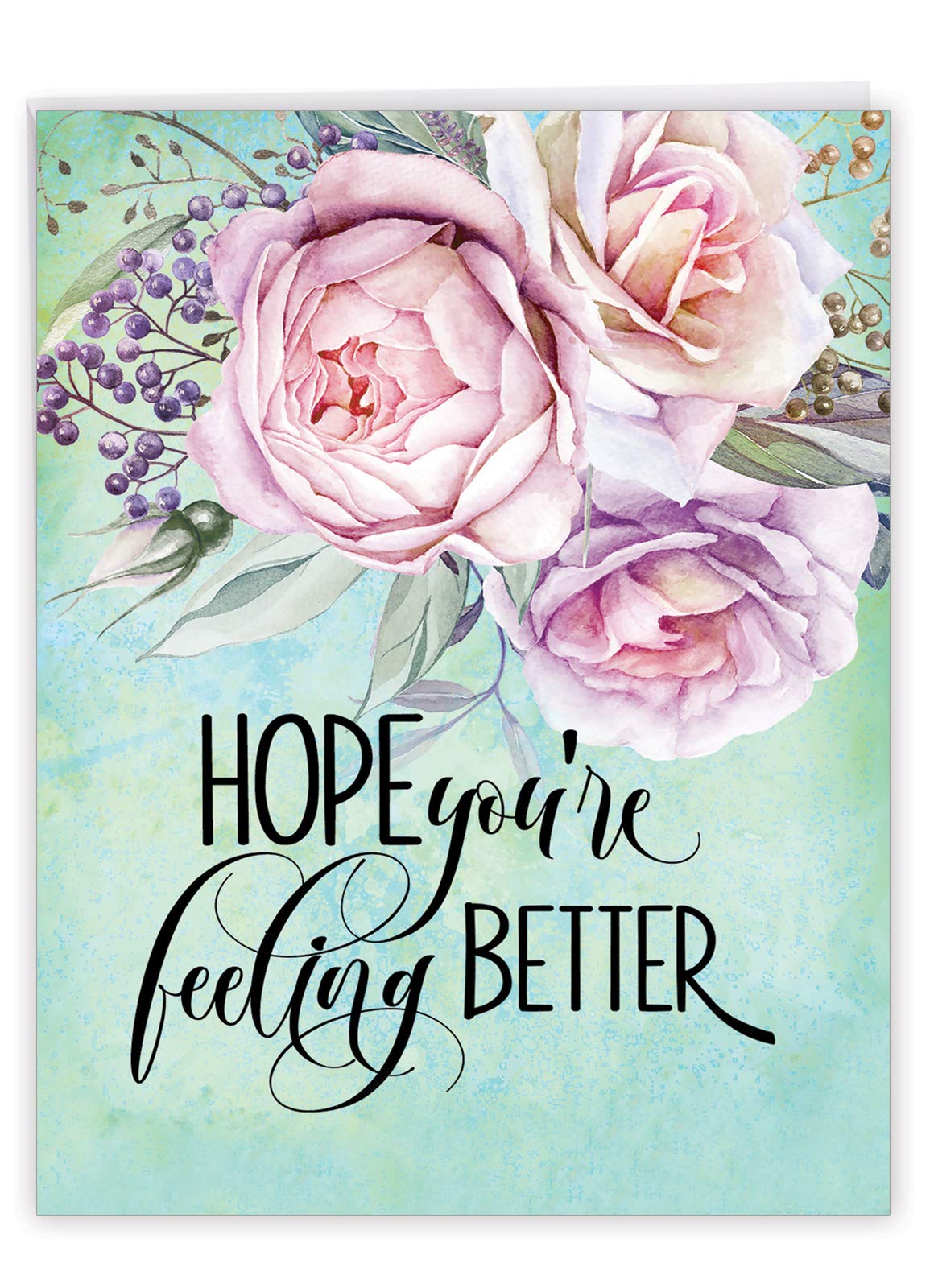 NobleWorks - Jumbo Get Well Greeting Card (8.5 x 11 Inch) - Beautiful Feel Better Soon, Group Notecard - Get Well Florals J4214CGWG