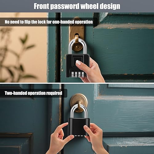 Miniatura 3 de Diyife - Candado de combinación grande para exteriores, resistente a la intemperie, 4 dígitos, reiniciable para uso en exteriores, escuela,