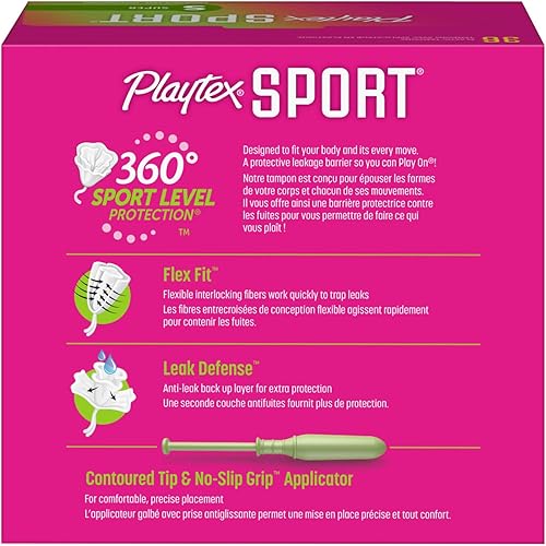 Vista 2 de Playtex Tampones deportivos de súper absorción, sin perfume, 36