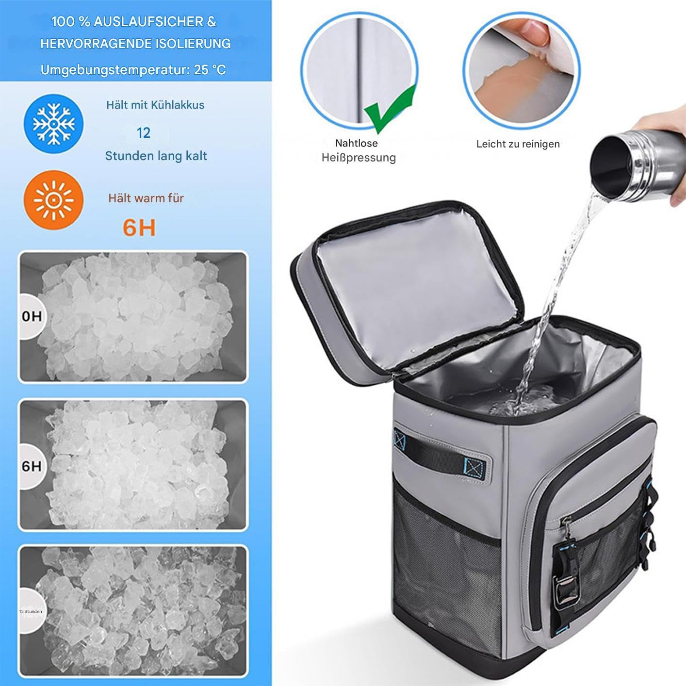 Bolsa isotérmica aislada | 30L Cooler Mochila, impermeable Unisex Bolsa Proviertasche Para Trabajo Viajar Compras Senderismo Camping Picnic