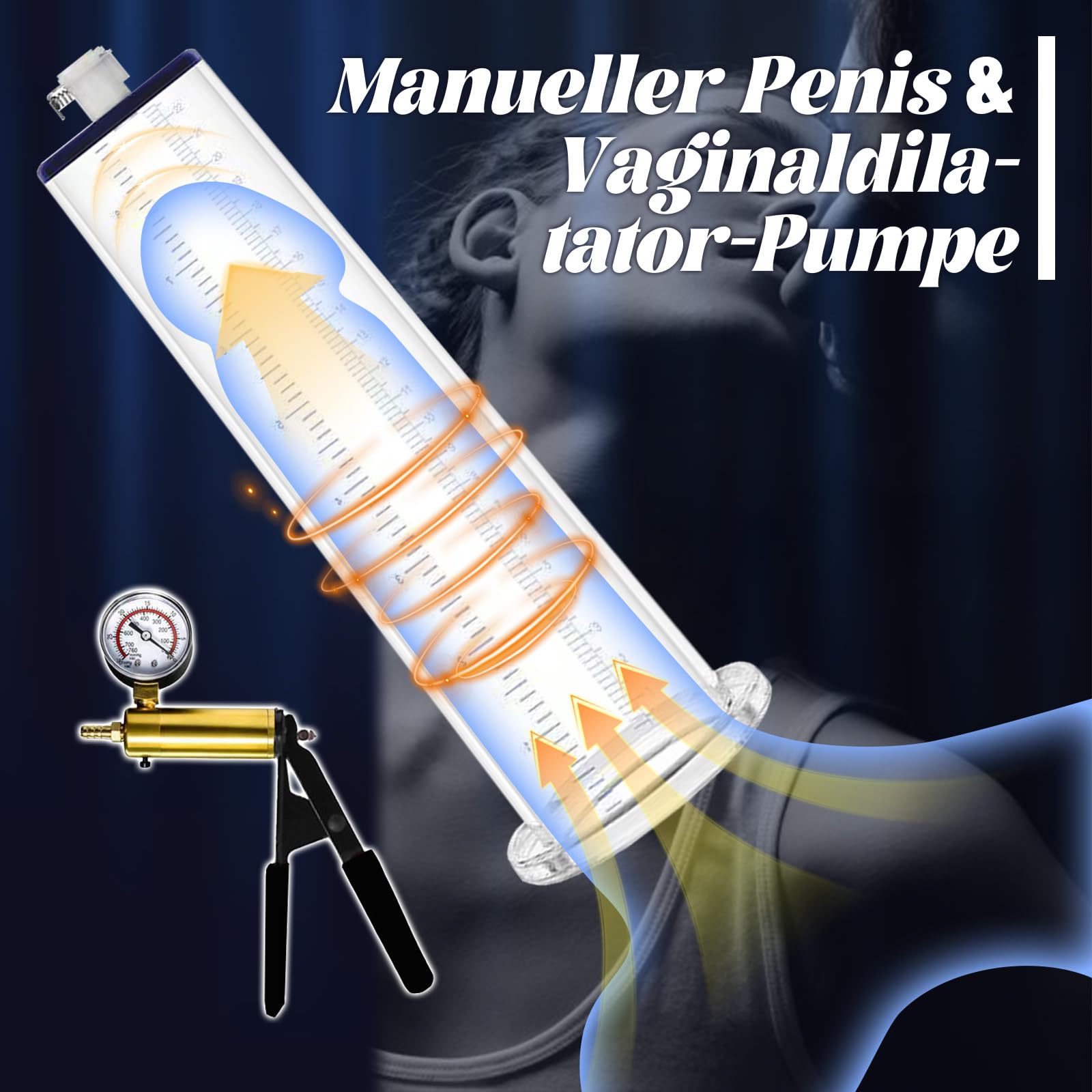 Pompes à Pénis pour Agrandir son Pénis Sex Toýs Homme Pompe a Penis Manuelle avec Poignée en Métal et Manomètre Pompe Penis avec 6 Anneaux de Pénis Extenseur de Pénis Masculin