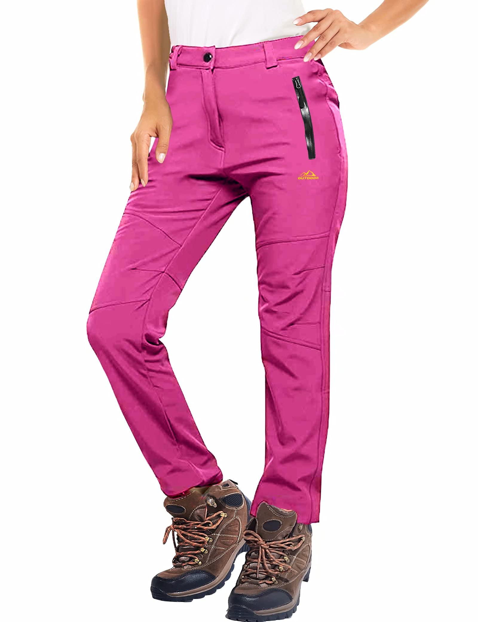 Magcomsen Womens Fleece Lined Waterproof Insulated Softshell Pants