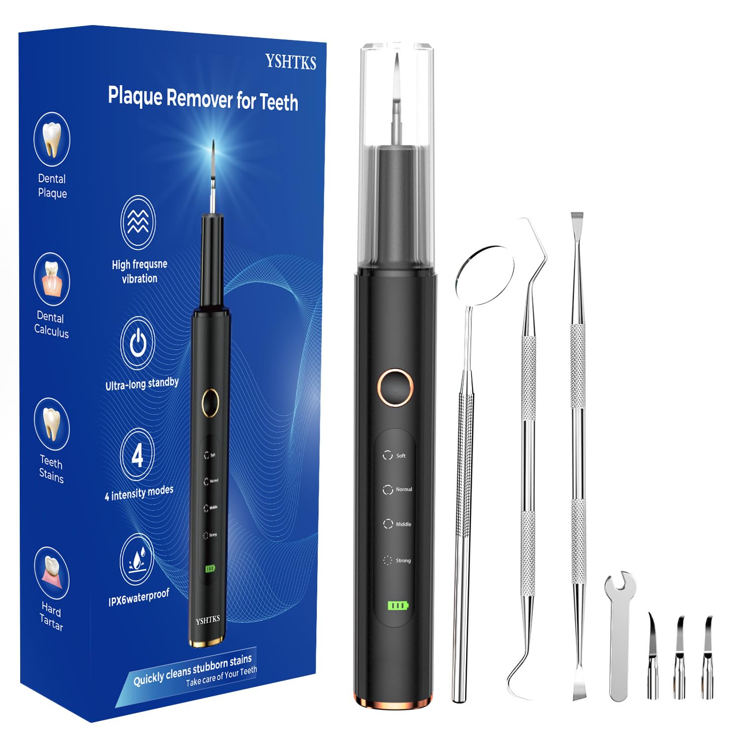 YSHTKS D1 Ultrasonic Electric Dental Scaler and included accessories