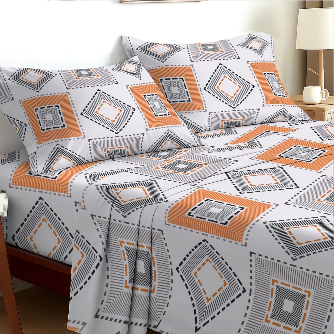 EverSoft Bedding Single 3-Piece Luxury Sheet Set Soft Flower Design Floral Print Bedding Includes 35cm Extra Deep Fitted Sheet, Flat Sheet & 1 Pillowcase Hotel Quality