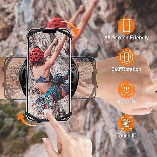Miniatura 3 de Soporte para teléfono para correr, muñequera giratoria de 360 y desmontable, compatible con todos los teléfonos celulares de 4.5 a 7 pulgadas para