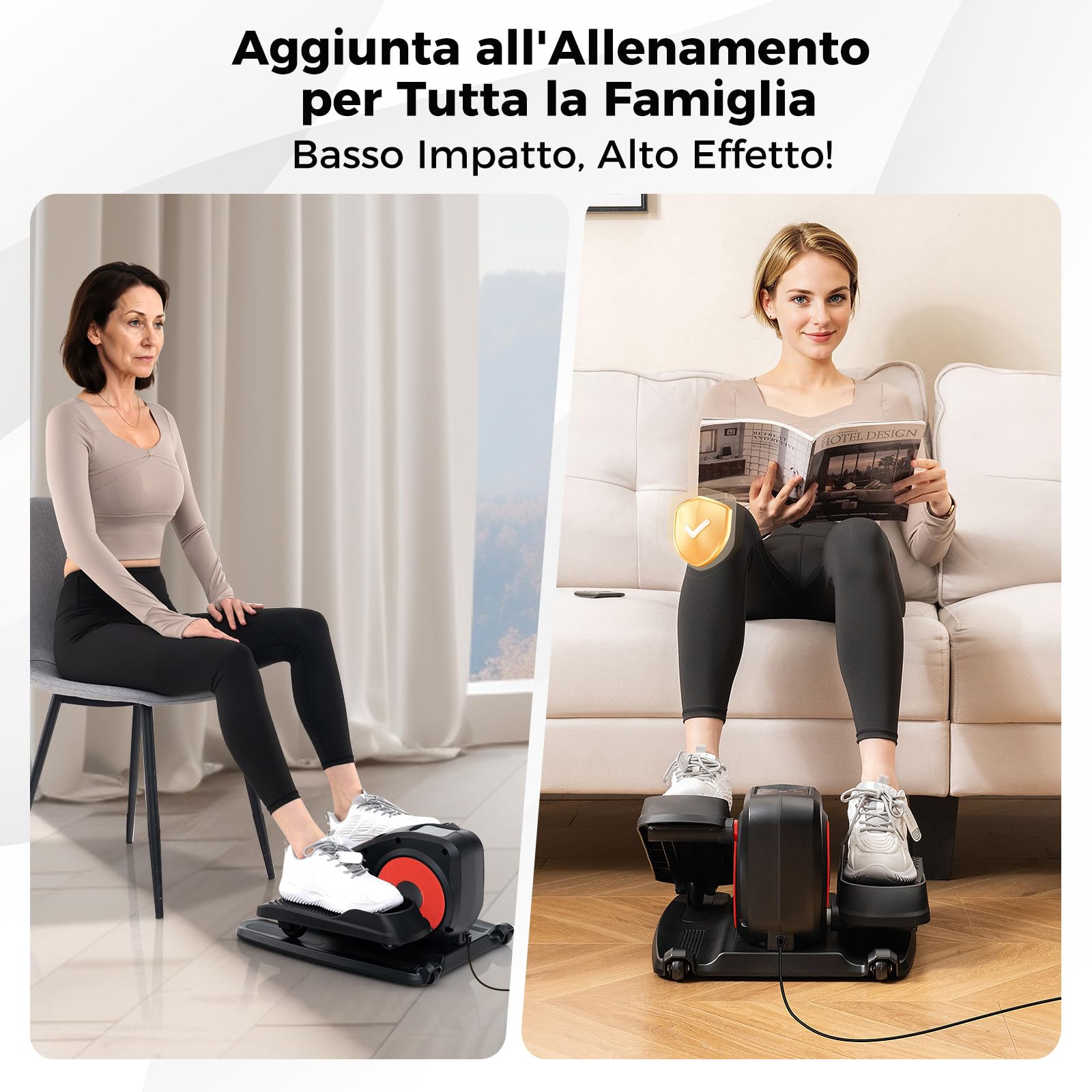 GYMAX Ellittica Macchina sotto Scrivania, Elettrica Pedaliera per Casa con Display e Telecomando, Bidirezionale, 3 Modalità Automatica, 5 Velocità, Trainer Ellittico Portatile per Anziani e Adulti